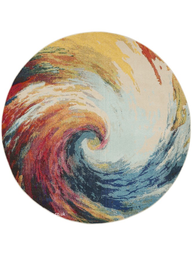 Celestial Waves Circle Rug - 8