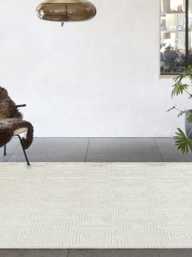 Favio Cream Geometric Handmade Wool Modern Rug | The Rugs Warehouse