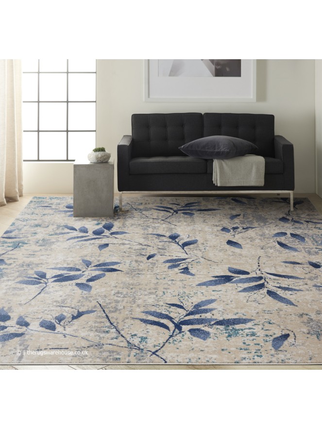 Riverflow Beige Navy Rug - 2