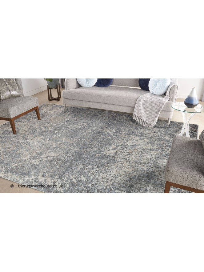 Luzon Abstract Blue Ivory Rug - 2
