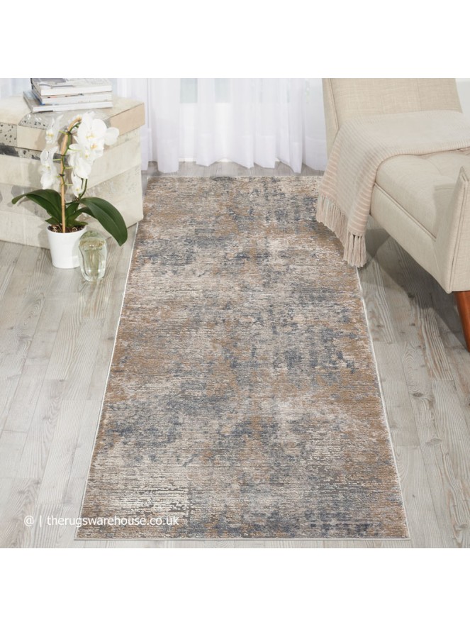 Luzon Abstract Blue Taupe Runner - 2