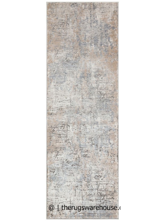Luzon Abstract Blue Taupe Runner - 7