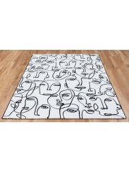 Faces White Black Rug - Thumbnail - 2