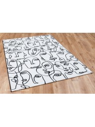 Faces White Black Rug - Thumbnail - 3