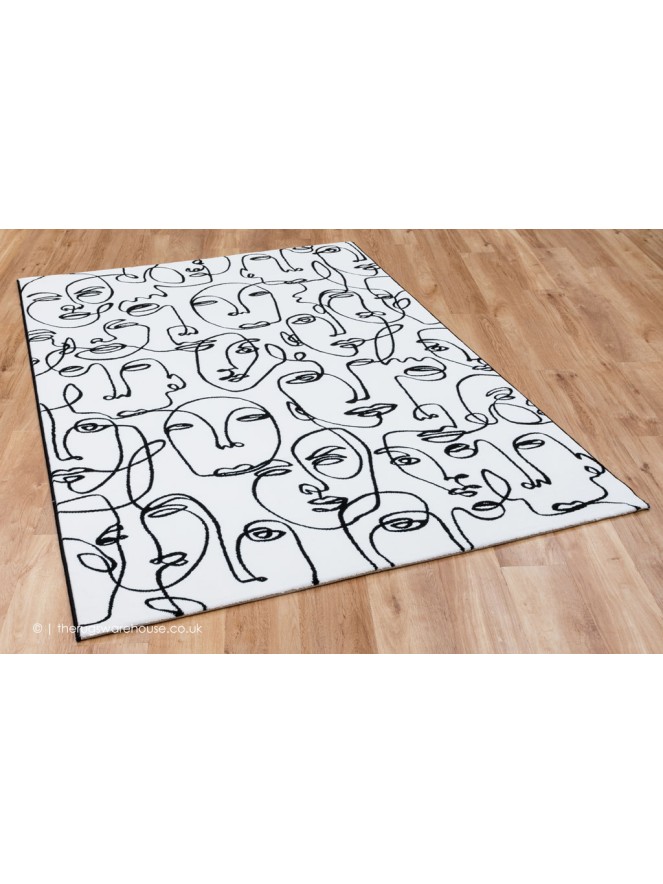 Faces White Black Rug - 3