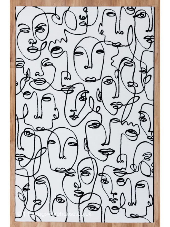 Faces White Black Rug - 9