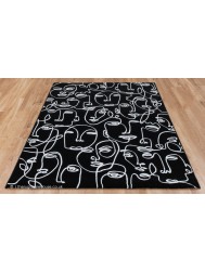 Faces Black White Rug - Thumbnail - 2