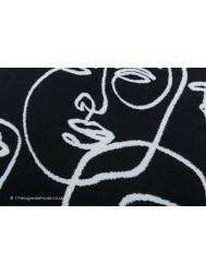 Faces Black White Rug - Thumbnail - 7