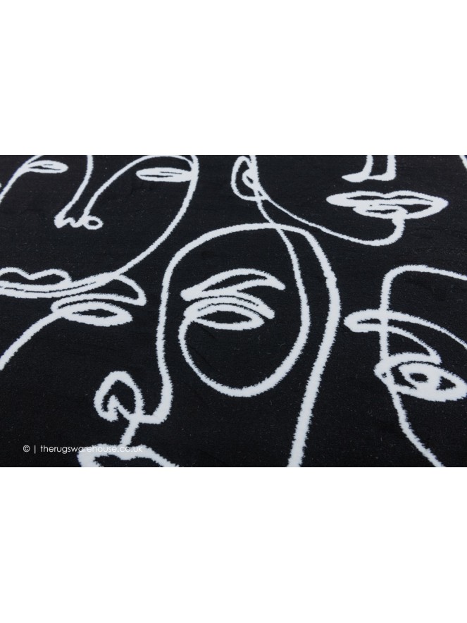 Faces Black White Rug - 8