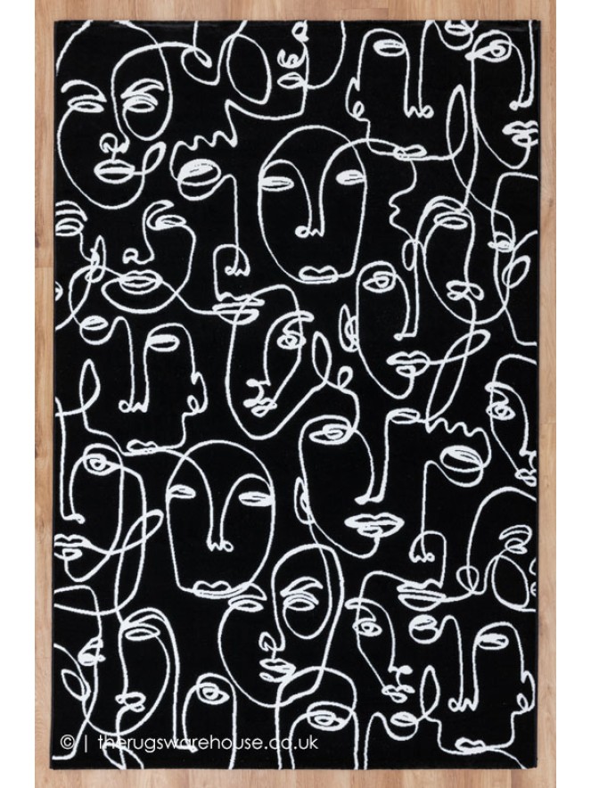 Faces Black White Rug - 9