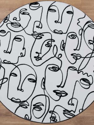 Faces White Black Rug Circle