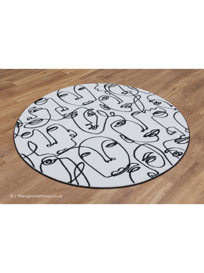 Faces White Black Rug Circle Rug - 2