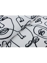 Faces White Black Rug Circle Rug - Thumbnail - 4