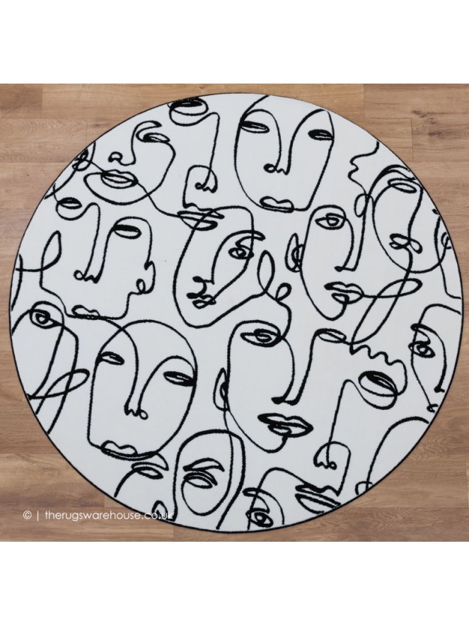 Faces White Black Rug Circle Rug - 6