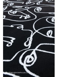 Faces Black White Rug Circle Rug - Thumbnail - 5