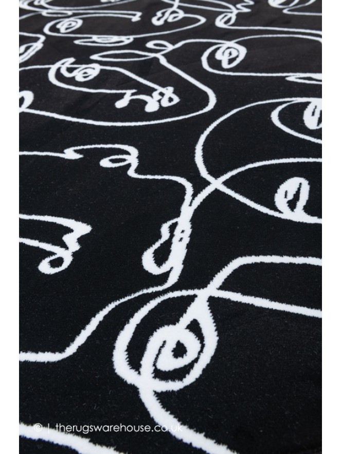 Faces Black White Rug Circle Rug - 5