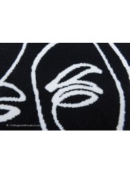 Faces Black White Rug Circle Rug - Thumbnail - 6