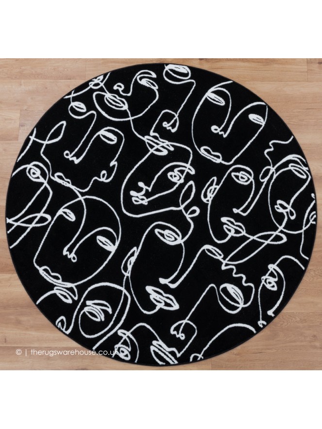 Faces Black White Rug Circle Rug - 7