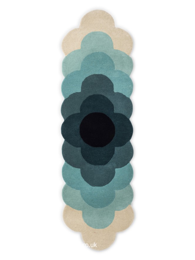 Optical Flower Teal Runner - 7