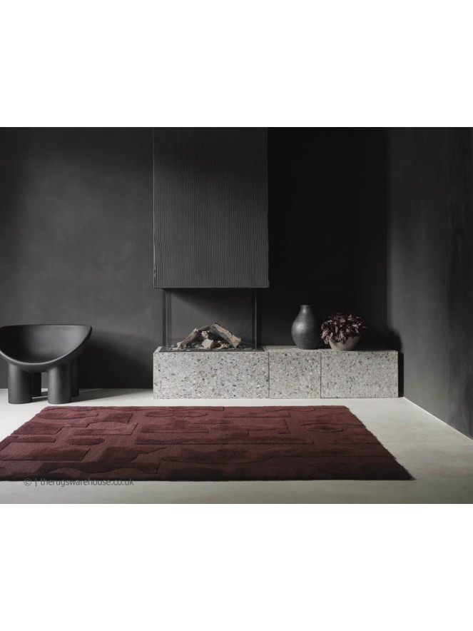 Mural Burgundy Rug  - 3