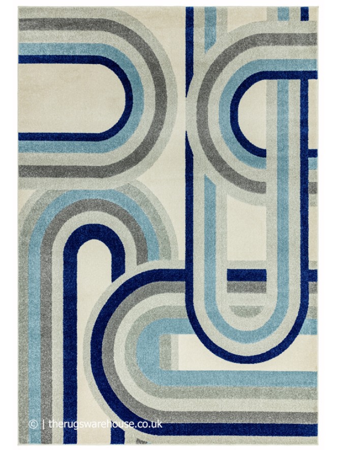 Retro Blue Rug - 7