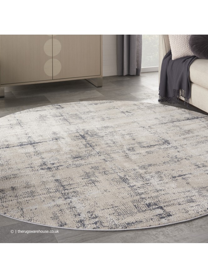 Esta Ivory Blue Circle Rug - 2