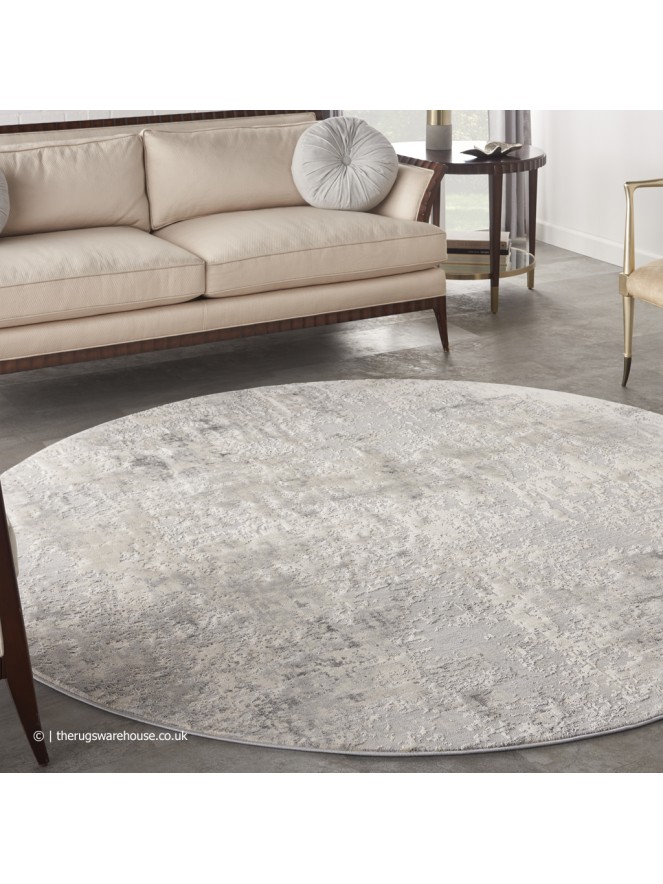 Ruslan Grey Beige Circle Rug - 2