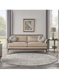 Ruslan Grey Beige Circle Rug - Thumbnail - 3