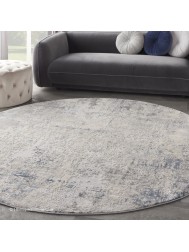 Ruslan Ivory Grey Circle Rug - Thumbnail - 2