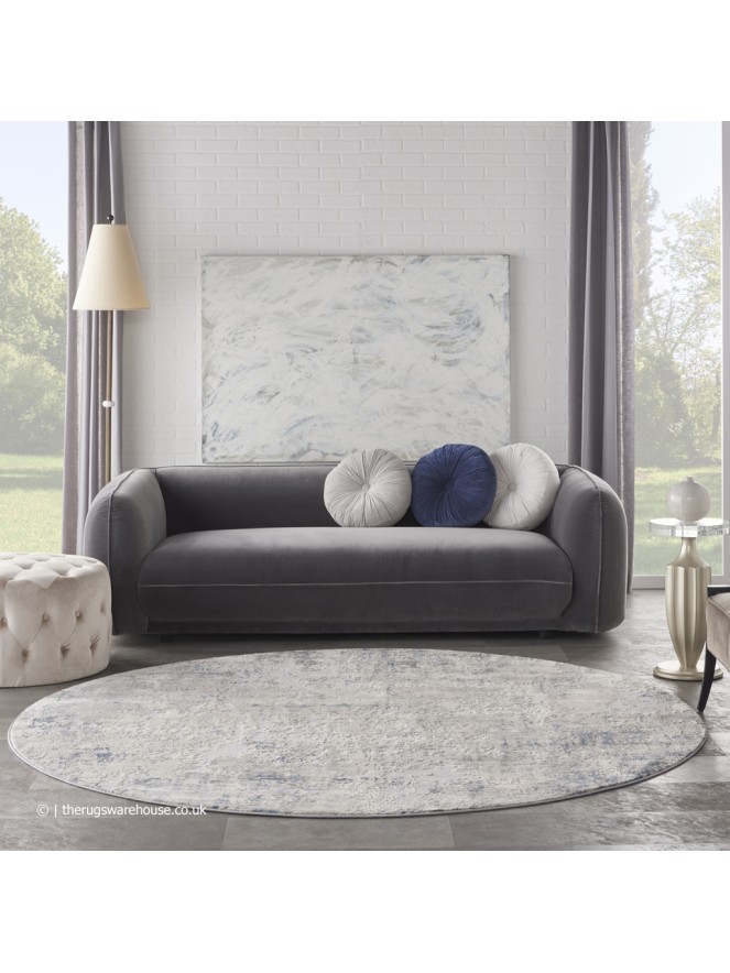 Ruslan Ivory Grey Circle Rug - 3