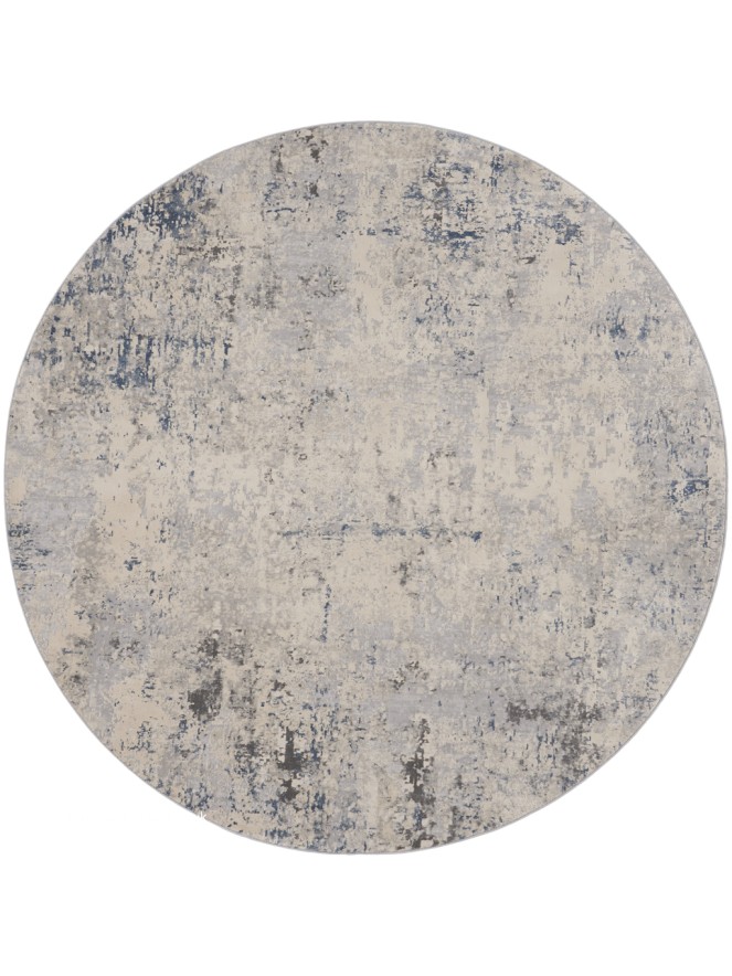 Ruslan Ivory Grey Circle Rug - 7