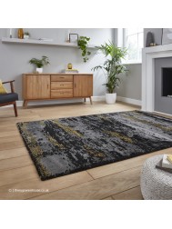 Plume Black Gold Rug - Thumbnail - 3