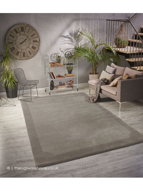 Vienna Grey bordered Hand-Knotted Wool Modern Luxury Rug by The Rug ...