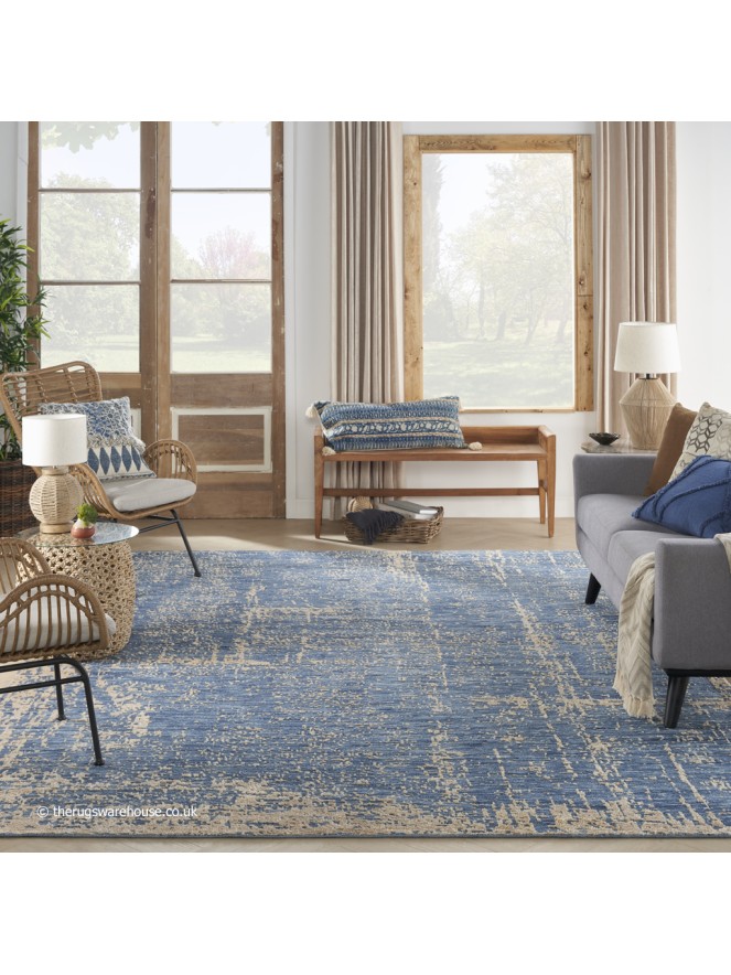 Luna Dark Blue Mocha Rug - 2