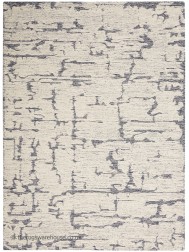 Sculptural Cream Blue Rug - Thumbnail - 8