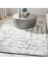 Sculptural Cream Teal Rug - Thumbnail - 2