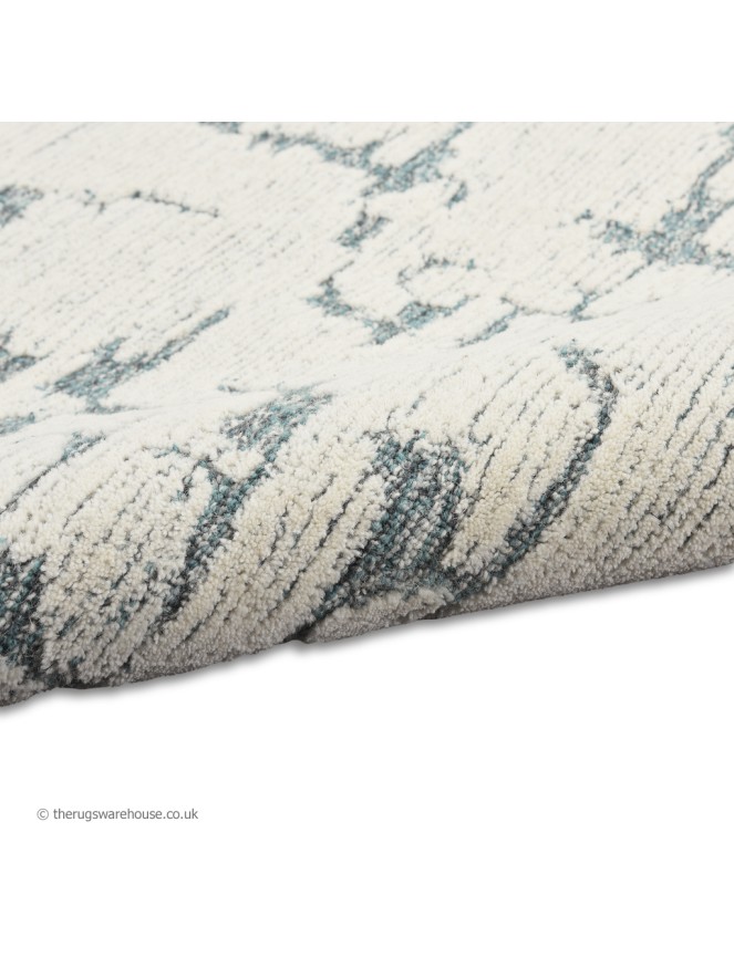 Sculptural Cream Teal Rug - 5