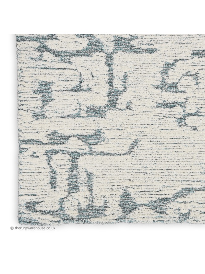 Sculptural Cream Teal Rug - 6