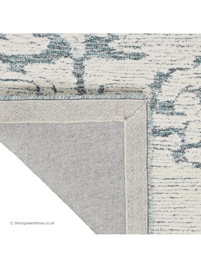 Sculptural Cream Teal Rug - 7