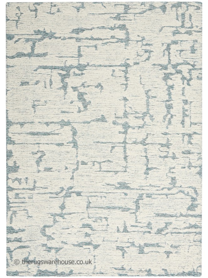 Sculptural Cream Teal Rug - 8