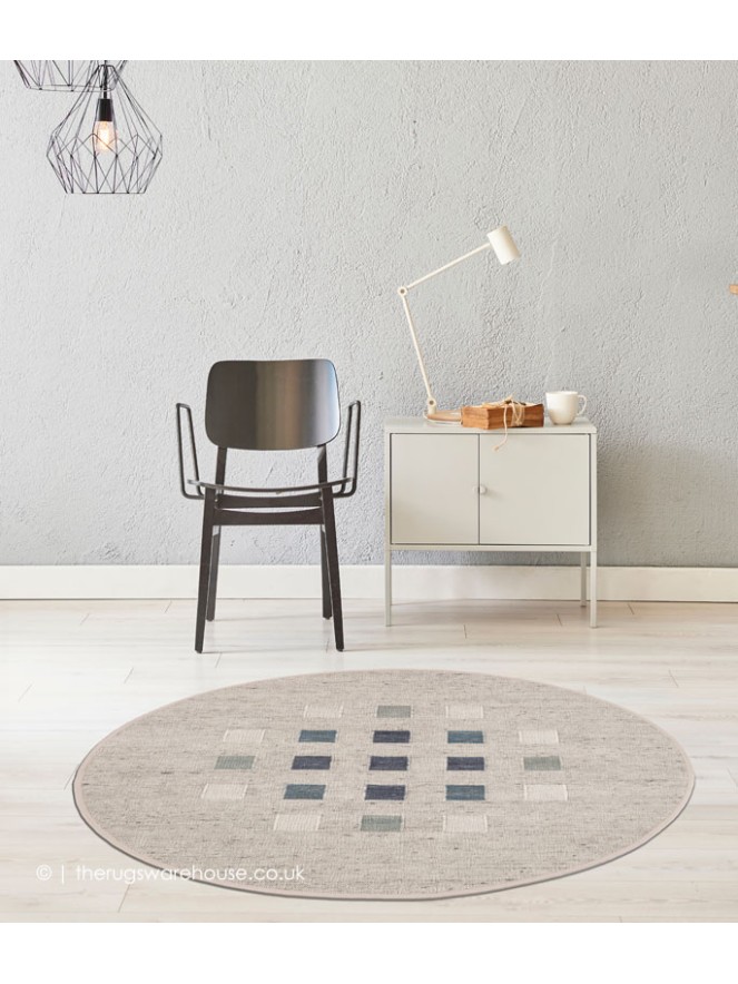 Babati Blue Mix Circle Rug - 2