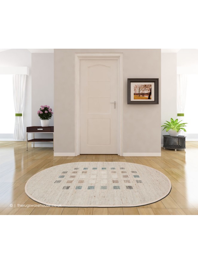 Babati Teal Mix Oval Rug - 2