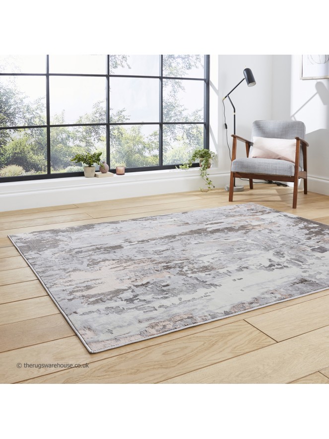 Apollo Abstract Grey Rose Rug - 3