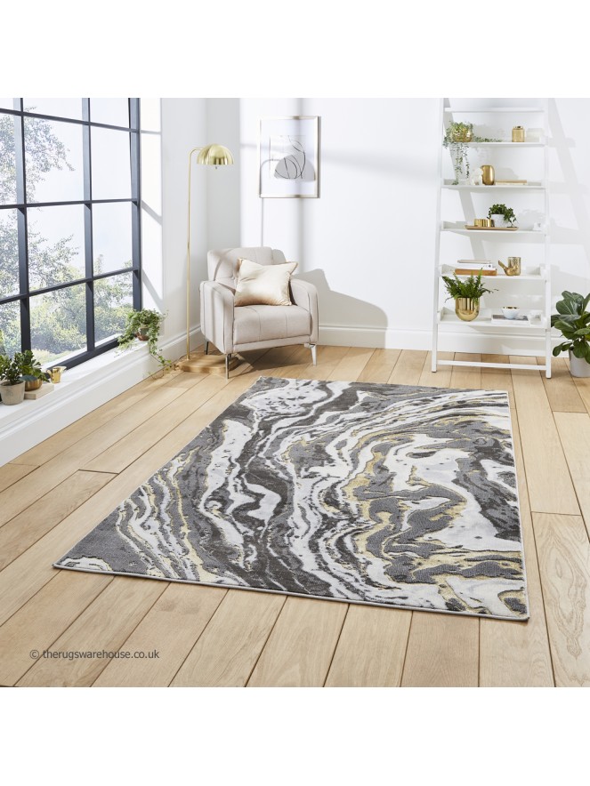 Apollo Marble Grey Gold Rug - 2