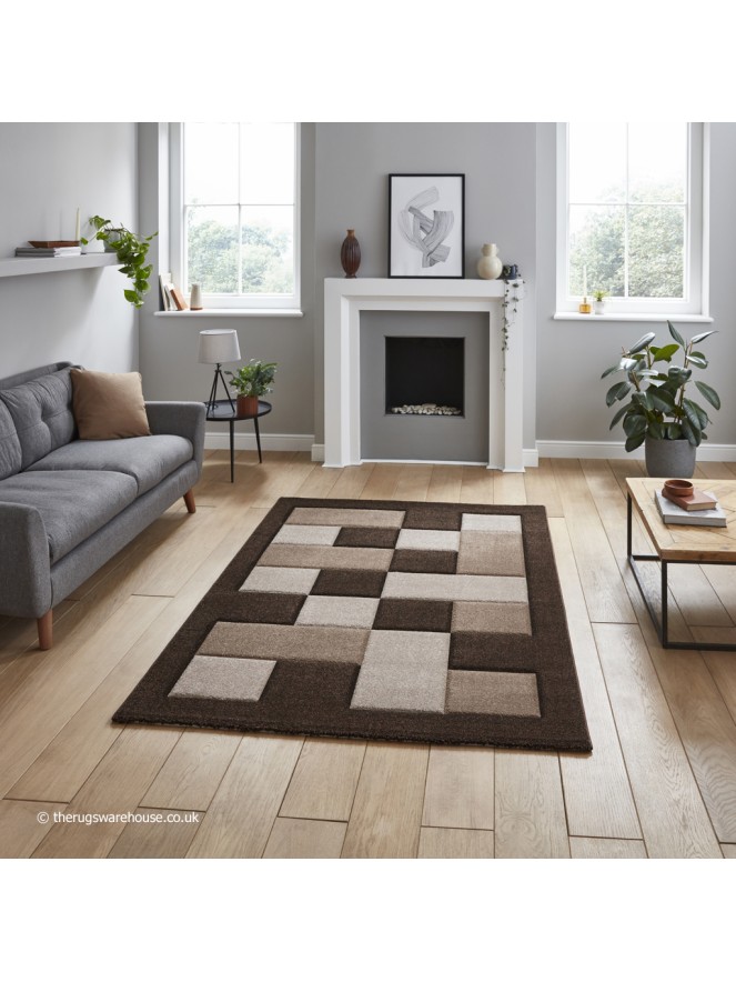 Brooklyn Blocks Brown Beige Rug - 3