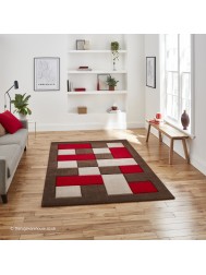 Brooklyn Blocks Brown Red Rug - Thumbnail - 3