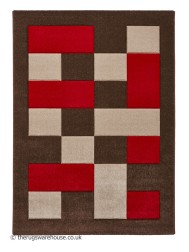 Brooklyn Blocks Brown Red Rug - Thumbnail - 10