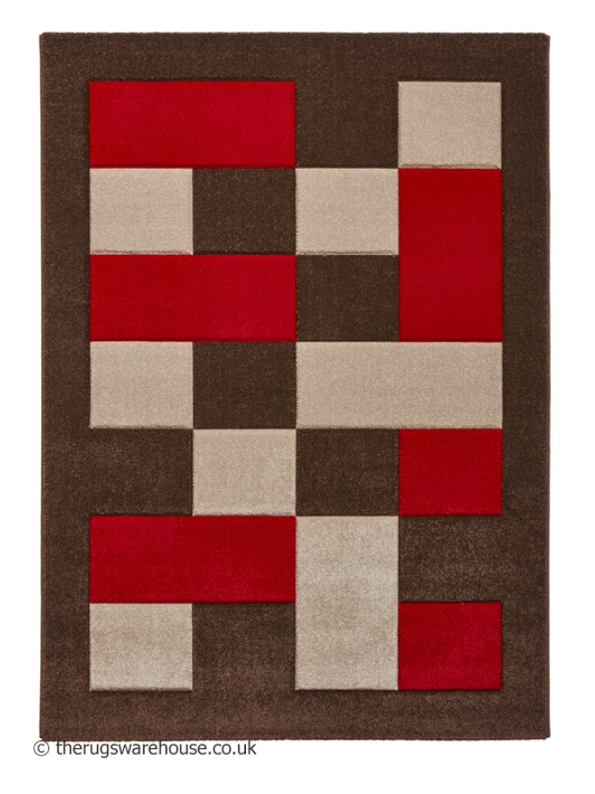 Brooklyn Blocks Brown Red Rug - 10