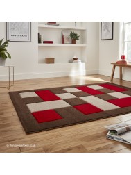 Brooklyn Blocks Brown Red Rug - Thumbnail - 2