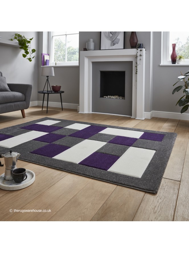 Brooklyn Blocks Grey Purple Rug - 3